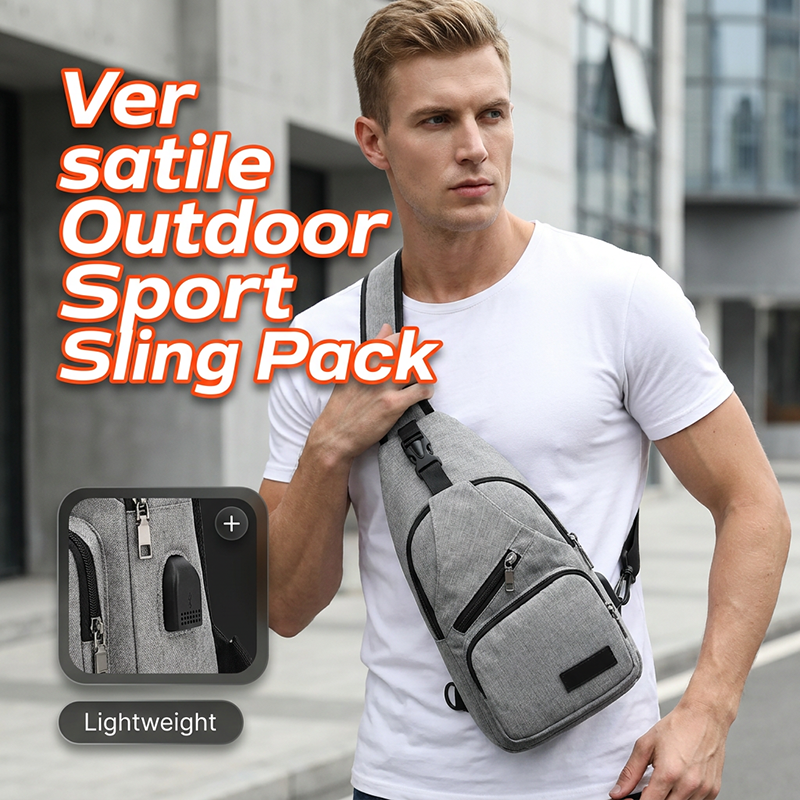 Outdoor Sport Sling Pack – Multifunctional & USB port – Durable, lightweight – perfect for cycling, commuting or travel