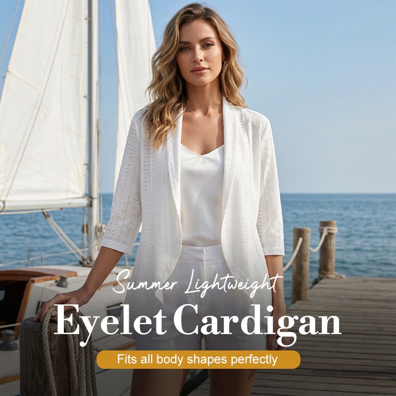 Women's Summer Lightweight Eyelet Cardigan – Breathable, chic & perfect for beach cover-ups or breezy evenings