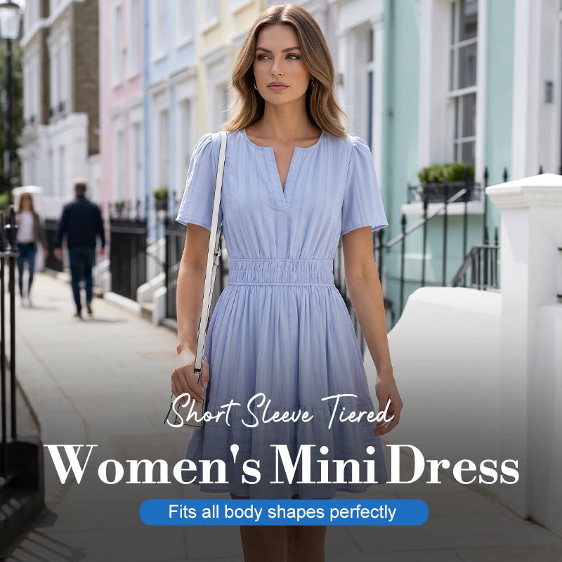 Women's Short Sleeve Tiered Mini Dress – Flowy, flattering & perfect for summer parties, beach days or casual outings