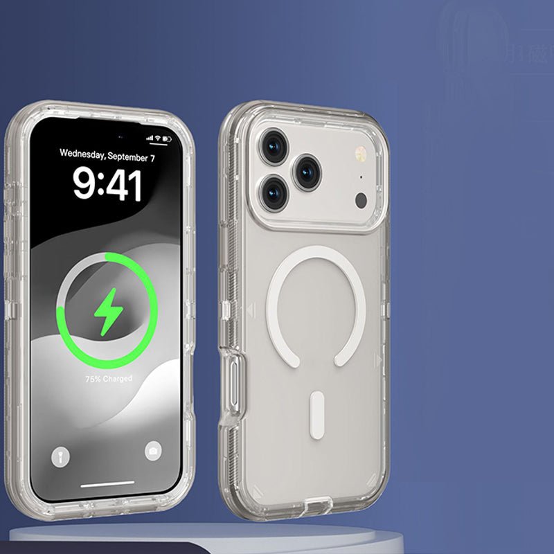 Shockproof Clear Magnetic Phone Case – Strong Magnetic Lock, Anti-Yellowing & 360° Protection