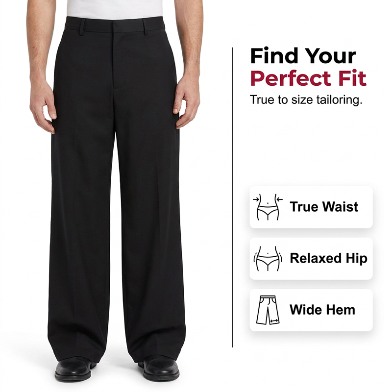 Men's Classic Fit Wide-Leg Suit Trousers – Tailored cut, breathable fabric & perfect for work, weddings or formal events - Image 3