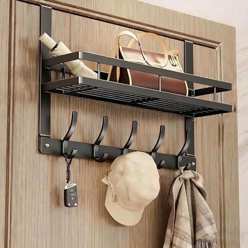 Over The Door Hooks with Storage Basket