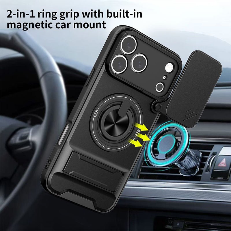 4-in-1 Protective Case – Slider, Ring Holder, Magnet, 5 Colors
