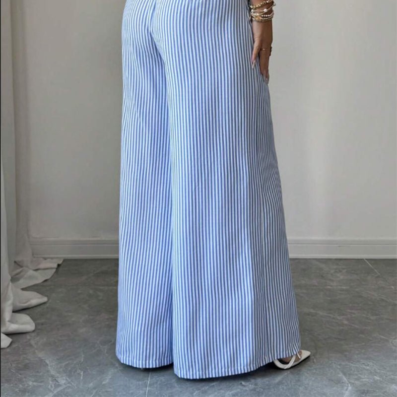 High-Waist Striped Wide-Leg Trousers - Image 2