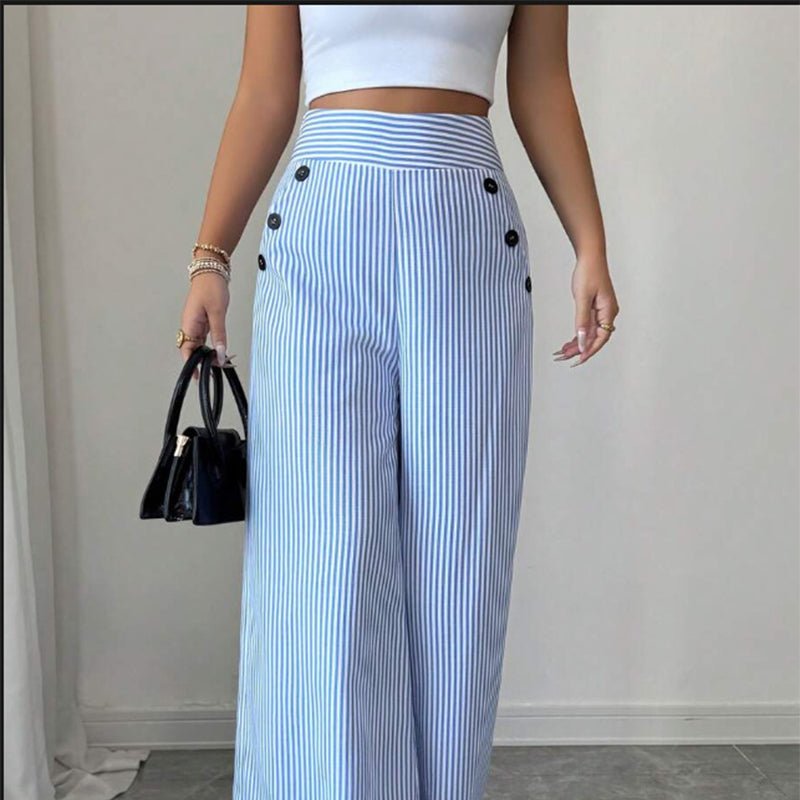 High-Waist Striped Wide-Leg Trousers - Image 3