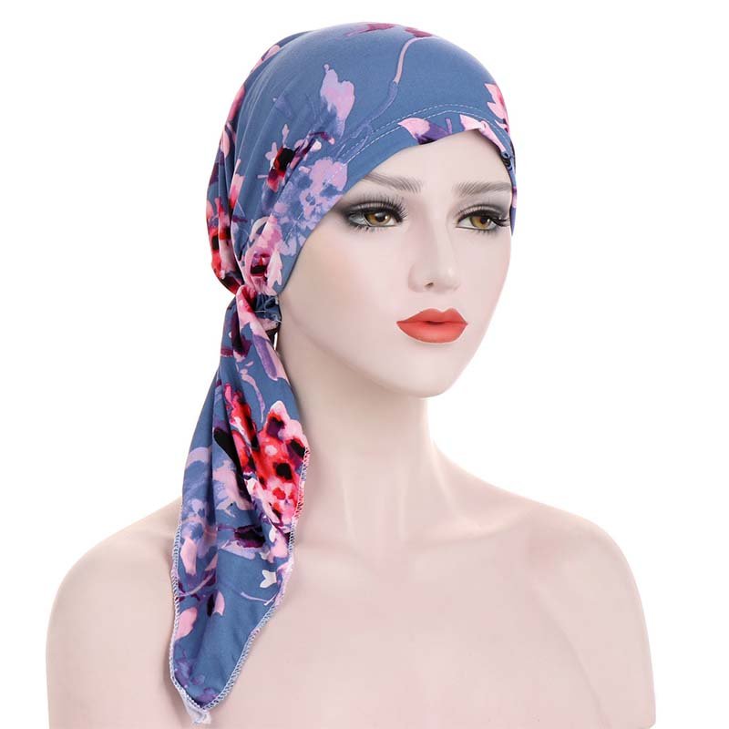Women's Floral Print Pre-Tied Head Scarf Turban – Soft, Elastic, Versatile - Image 2