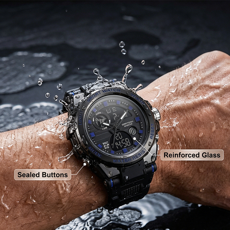 Men's Waterproof Sports Watch – Dual Display & Shock-Resistant – Outdoor Essential - Image 3