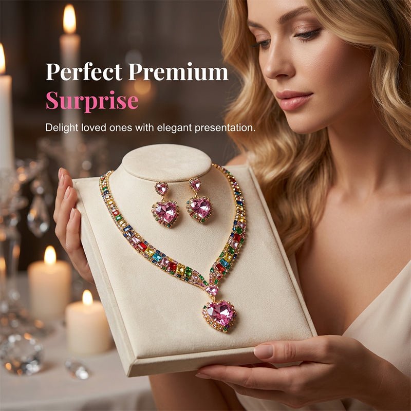 Sparkling Heart Jewelry Set – Necklace & Earrings, Elegant, Lightweight