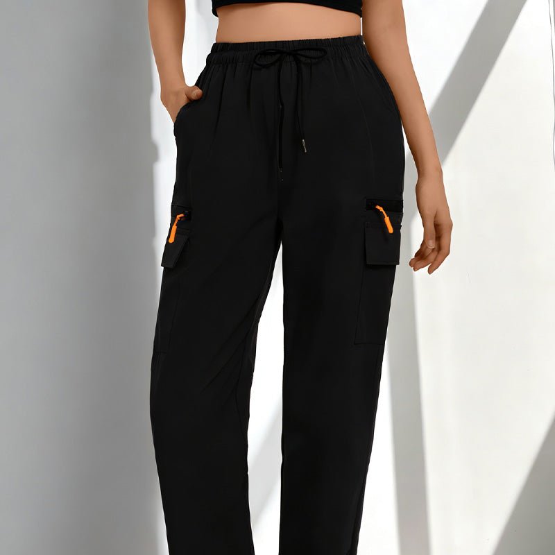 Women's Drawstring Cargo Pants with Pockets – Lightweight, elastic cuffs & multi-functional pockets – perfect for travel, hiking or everyday casual