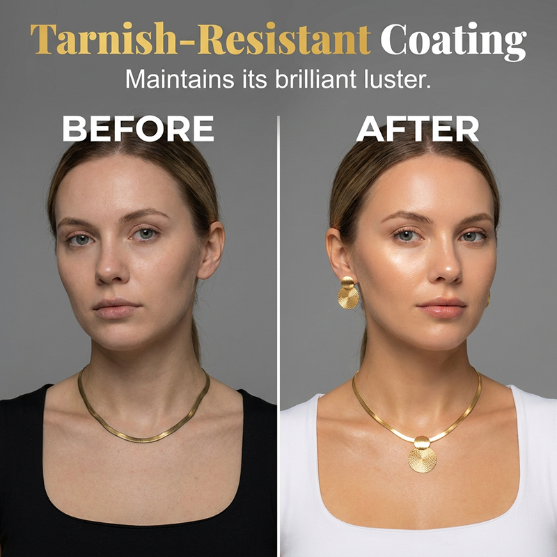 Modern Chic Necklace & Earring Set – Gold finish, geometric design & lightweight – perfect for daily elegance or gifting – includes matching pieces for a polished look - Image 3