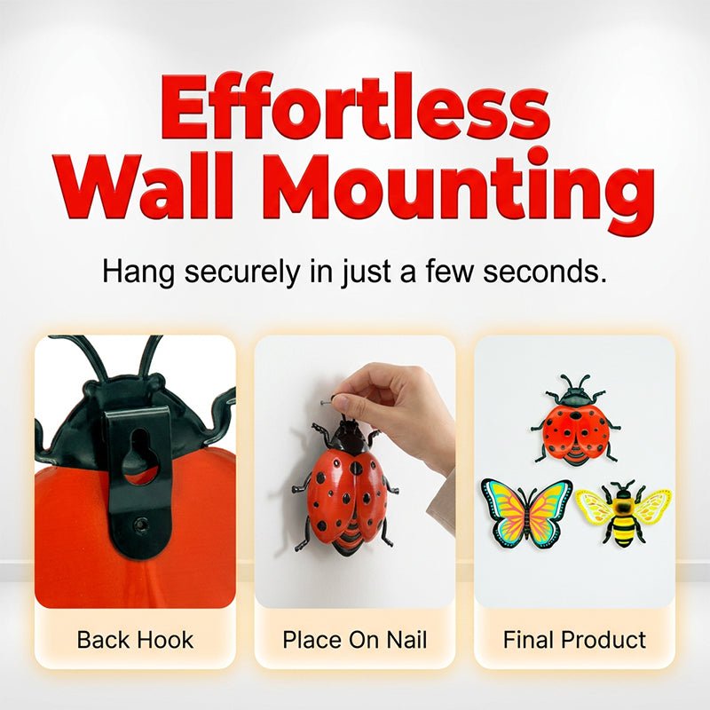 3D Insect Wall Hangings – Bee, Butterfly, Ladybug, Weather-Resistant - Image 3