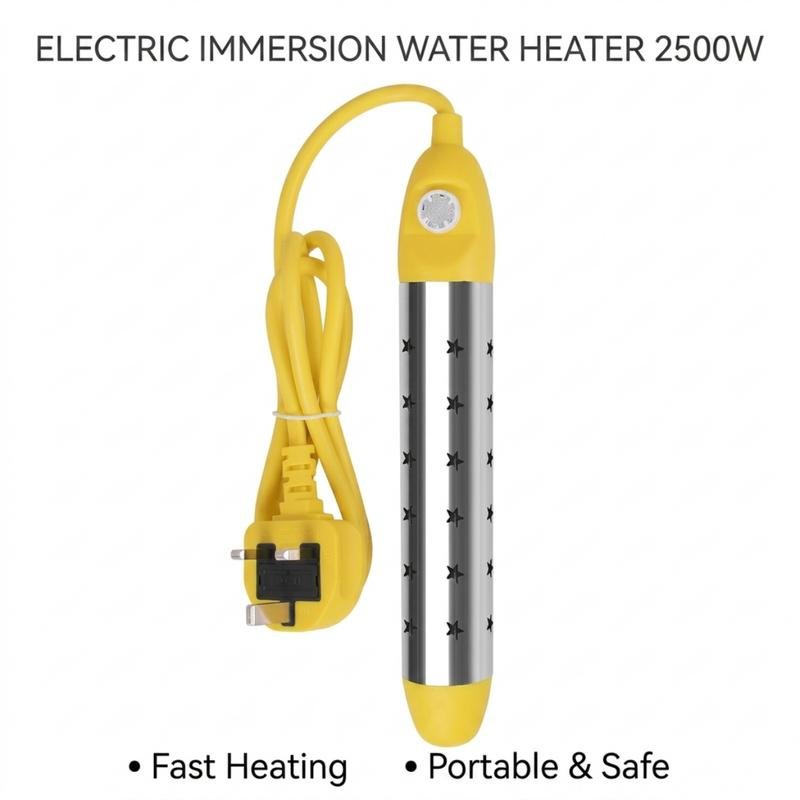 Safe Anti-Scald Immersion Heater for Travel & Home – Compact & overheat protection – Perfect for heating drinks or baby food while travelling – dual voltage & fast heating