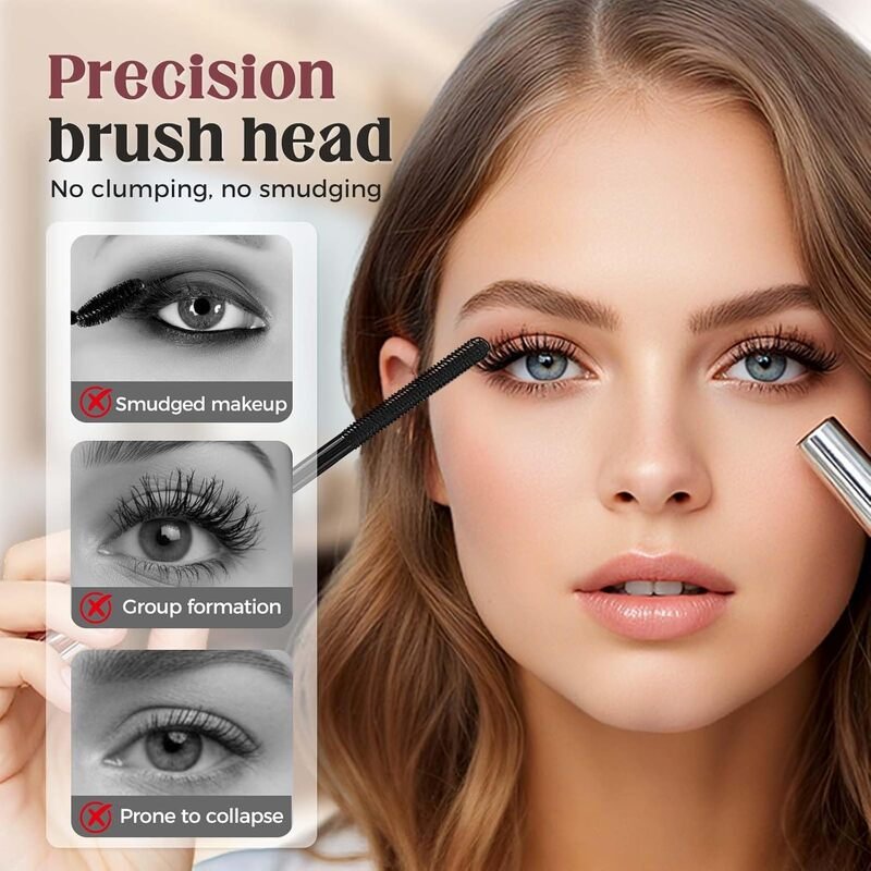 Volumizing Lengthening Curling Mascara – Smudge-proof & long-lasting – Perfect for dramatic lashes – adds curl, length and volume without clumps