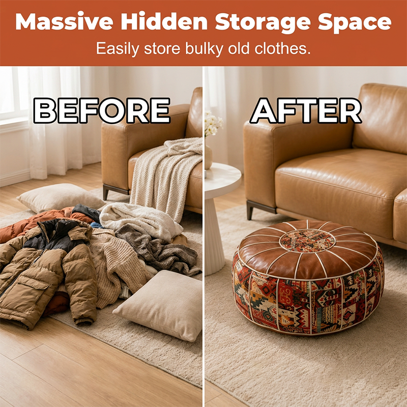 Multifunctional Storage Ottoman Pouf - Image 3