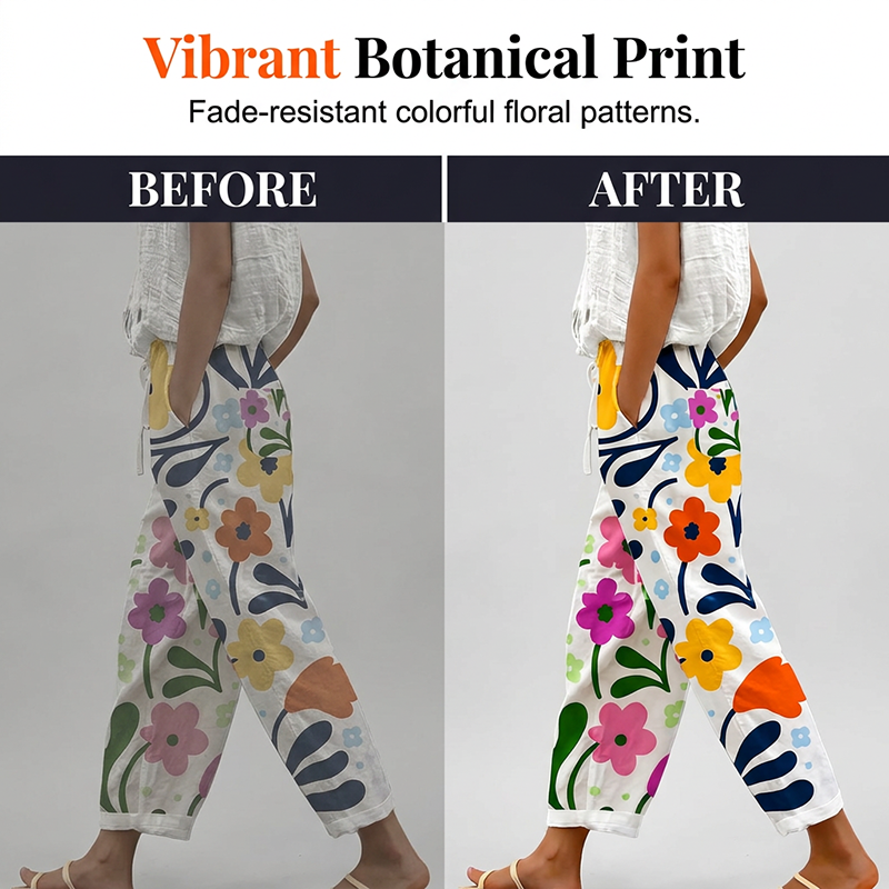 Women's Casual Floral Print Cropped Pants - Image 3