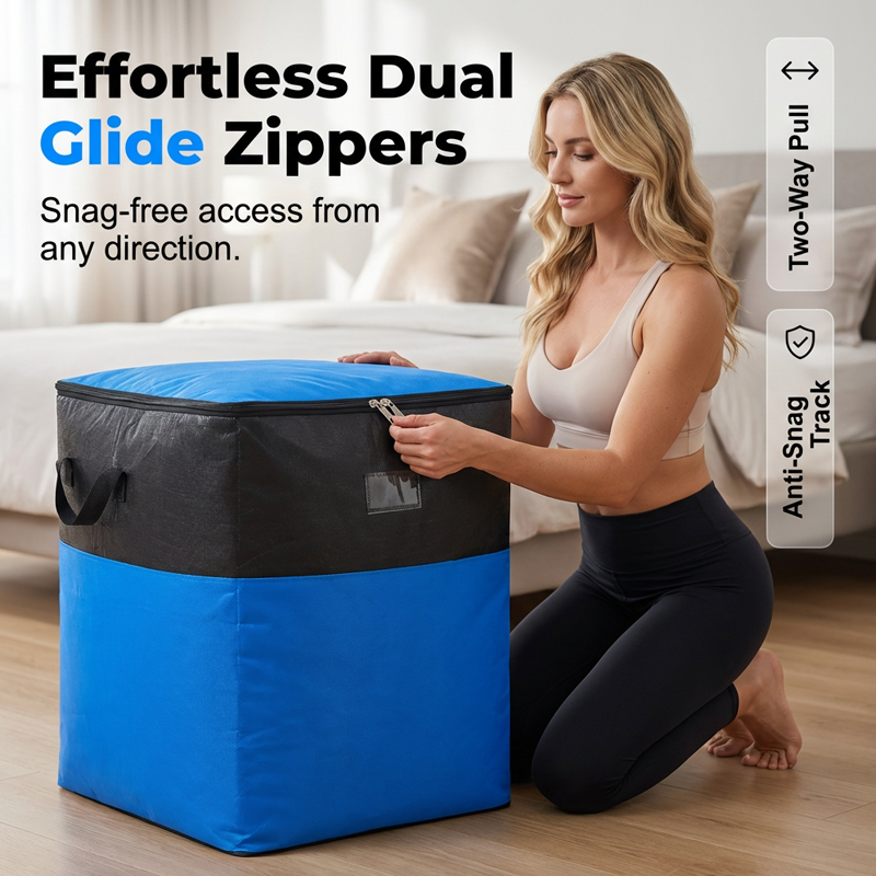 Collapsible Storage and Moving Bag – Heavy-duty handles & zippered closure – Folds flat, perfect for moving, travel or closet organization – reusable & easy to clean - Image 3