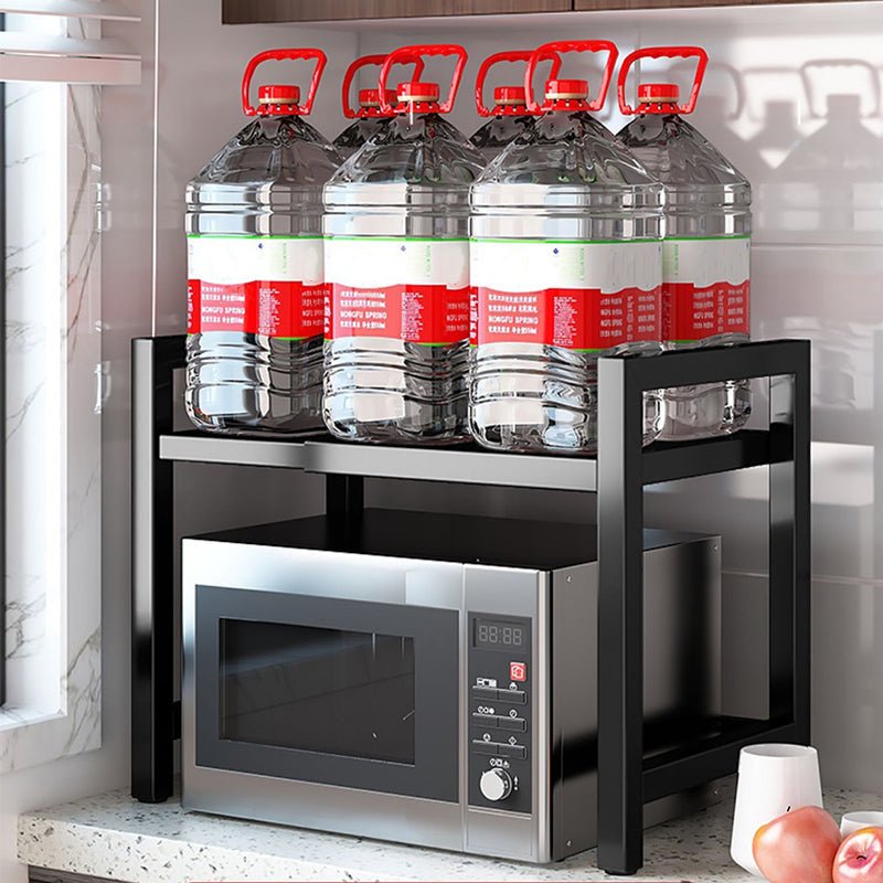 Expandable Microwave Countertop Rack with Adjustable Shelf & Hooks - Image 2