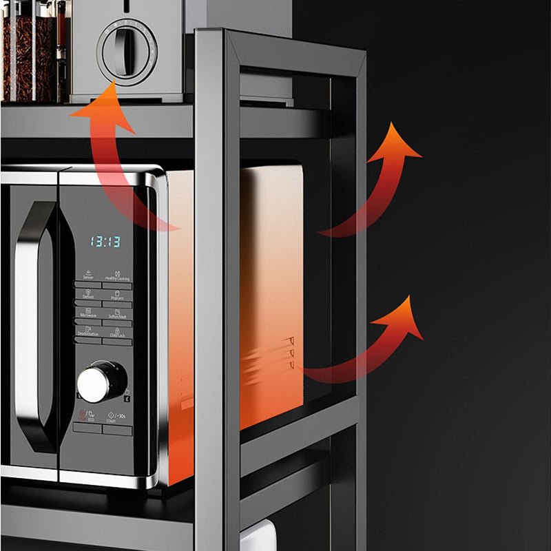 Expandable Microwave Countertop Rack with Adjustable Shelf & Hooks - Image 3