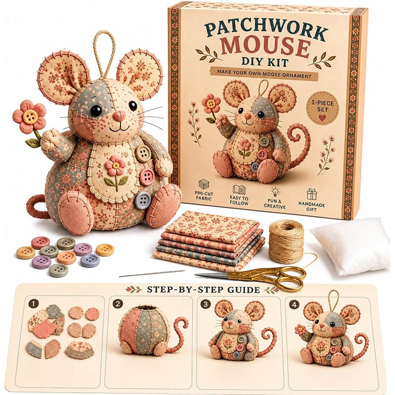 Handcrafted Vintage Mouse Plush Sewing Kit - Image 3
