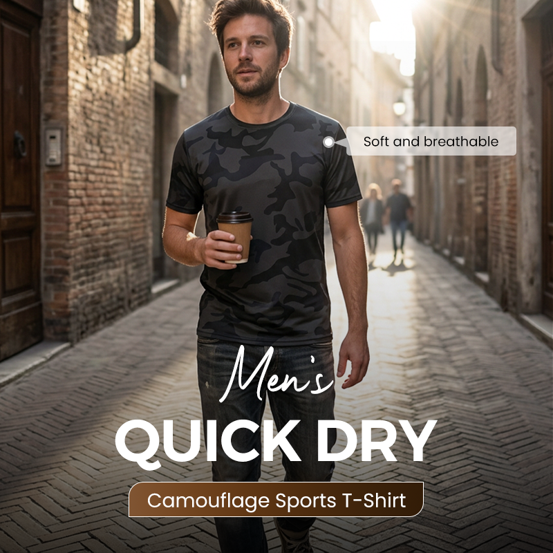 Men's Quick Dry Camo Sports T-Shirt – Moisture Wicking & Active Fit – Train in Style