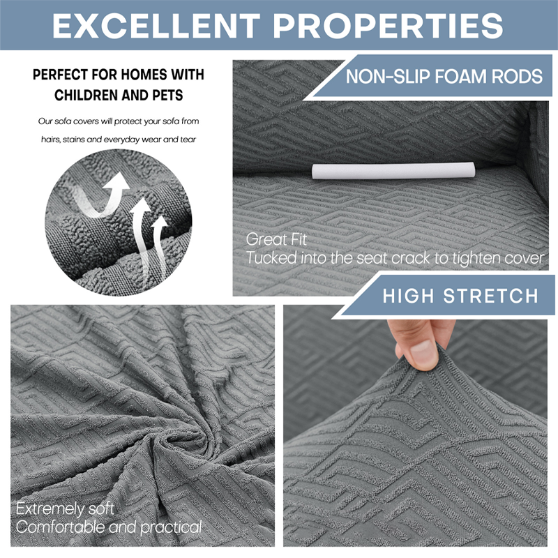High Stretch Jacquard Sofa Cover with Non-Slip Straps - Image 2