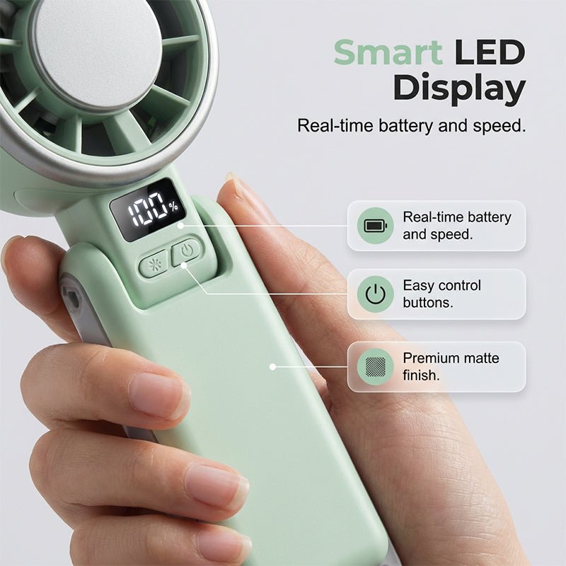 Foldable Turbo Handheld Fan with LED Display - Image 2