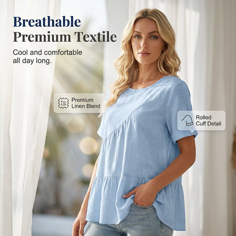 Women's Short Sleeve Tiered Tunic Top – Lightweight & flowy – Perfect for summer layering or casual chic – comfortable and feminine - Image 2