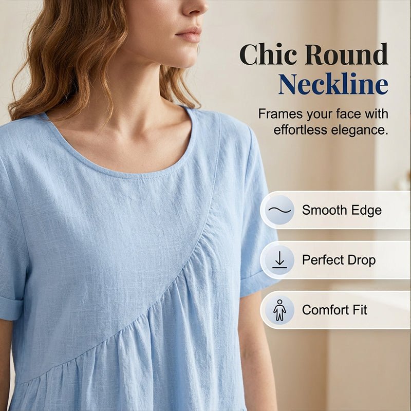 Women's Short Sleeve Tiered Tunic Top – Lightweight & flowy – Perfect for summer layering or casual chic – comfortable and feminine - Image 3