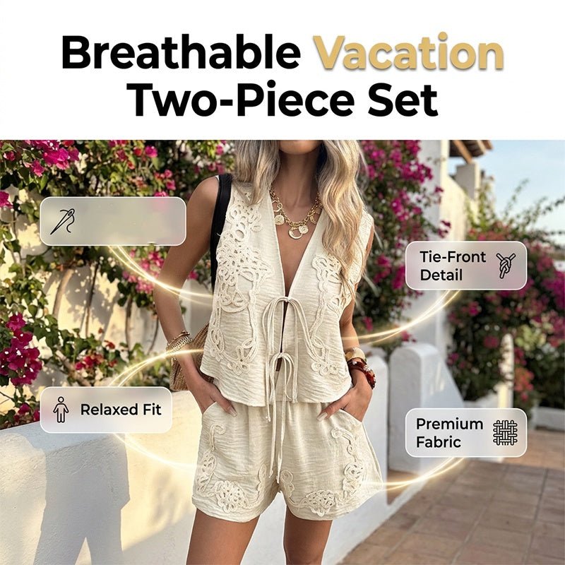 Women's Summer Tie-Front Vest and Shorts Set