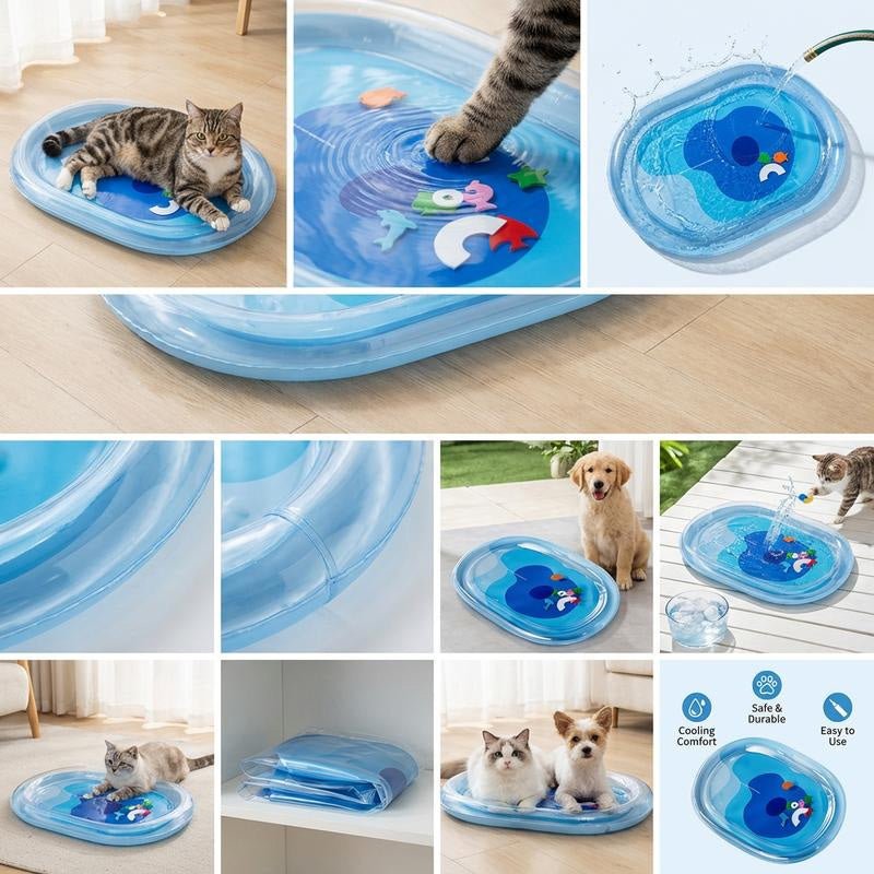 Inflatable Cooling Water Bed for Cats – Chill & comfy – Keeps paws & belly cool, non-slip base – perfect for hot summer naps - Image 2