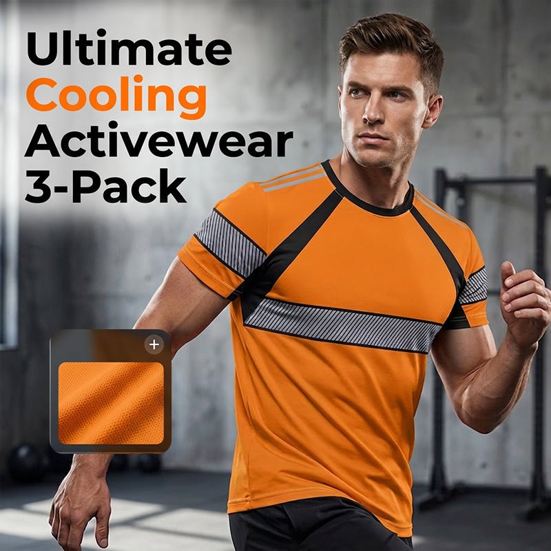 Exclusive | Men's 3-Pack Cooling Activewear Shirts | Breathable Moisture-Wicking Gym Tops | Dynamic Contrast Short Sleeve T-Shirts for Running & Training