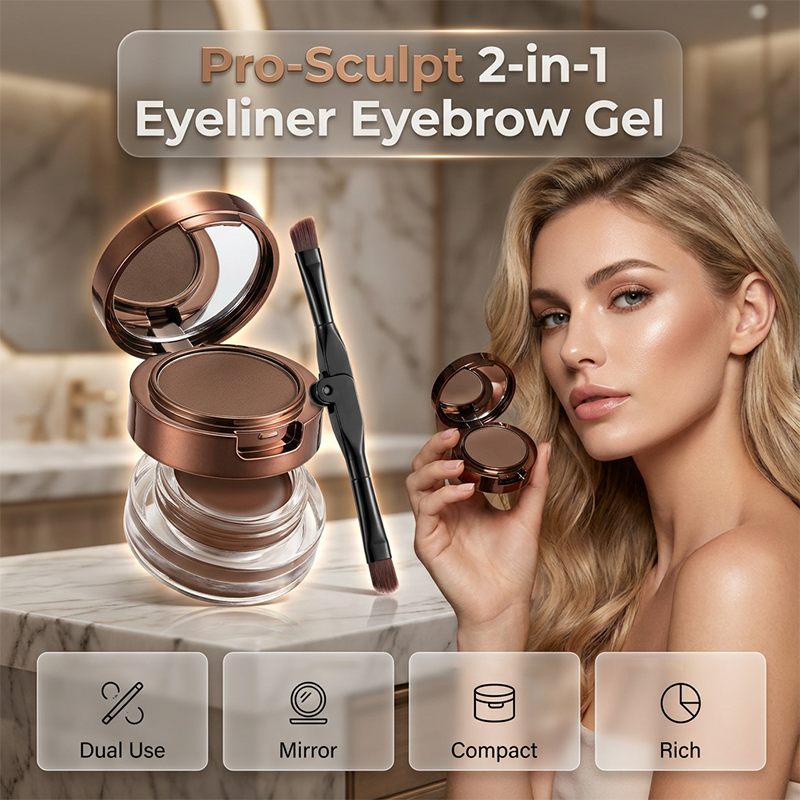Waterproof & Smudge-Proof! 2-in-1 Eyeliner & Brow Gel for a Flawless Look in Seconds.