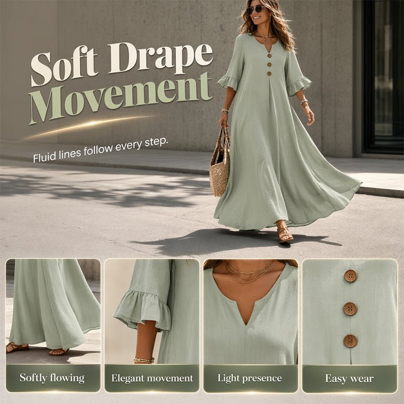 Women's V-Neck Loose Maxi Dress – Flowing Silhouette, Soft Drape, Day to Dinner - Image 2