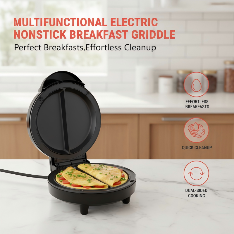 Multifunctional Electric Nonstick Breakfast Griddle – Nonstick surface, even heating & versatile cooking – Perfect for pancakes, eggs & full breakfasts