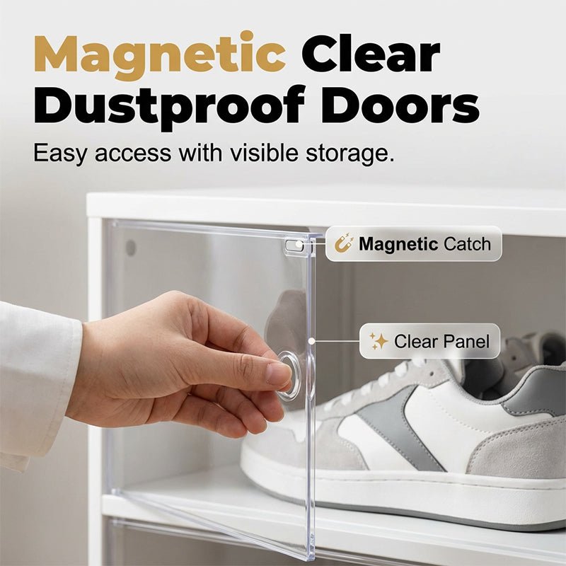 Foldable Installation-Free Shoe Cabinet with Clear Doors - Image 2