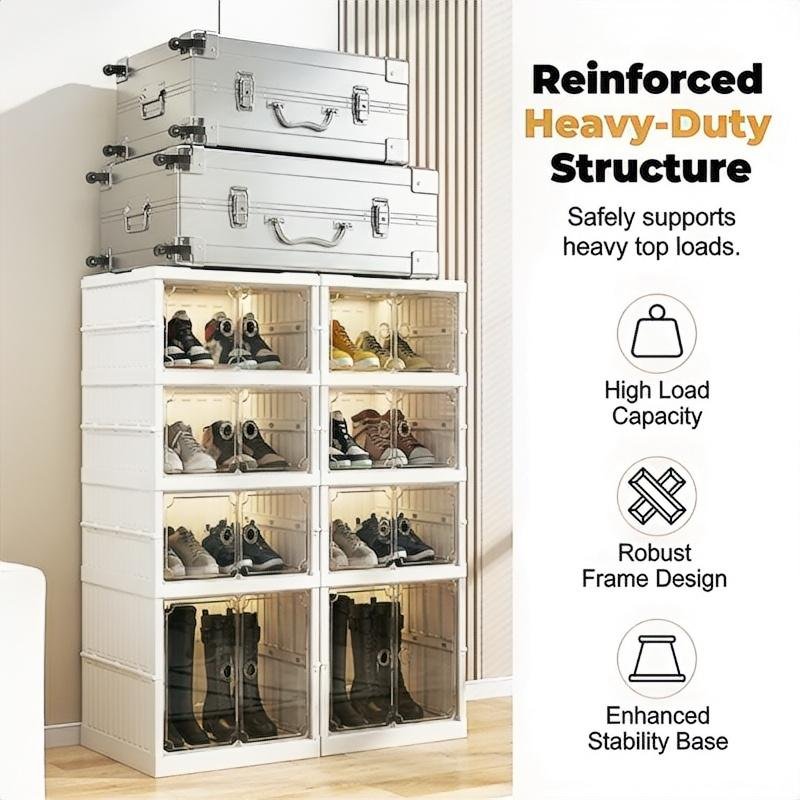 Foldable Installation-Free Shoe Cabinet with Clear Doors - Image 3