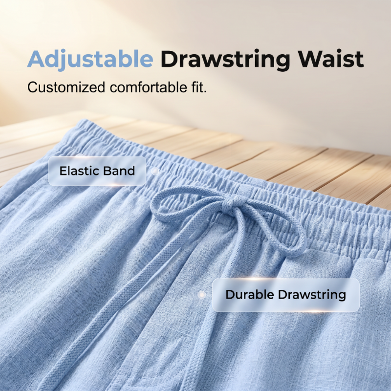 Men Summer Linen Set Loose Shirt and Cargo Shorts Two Piece Outfit - Image 2