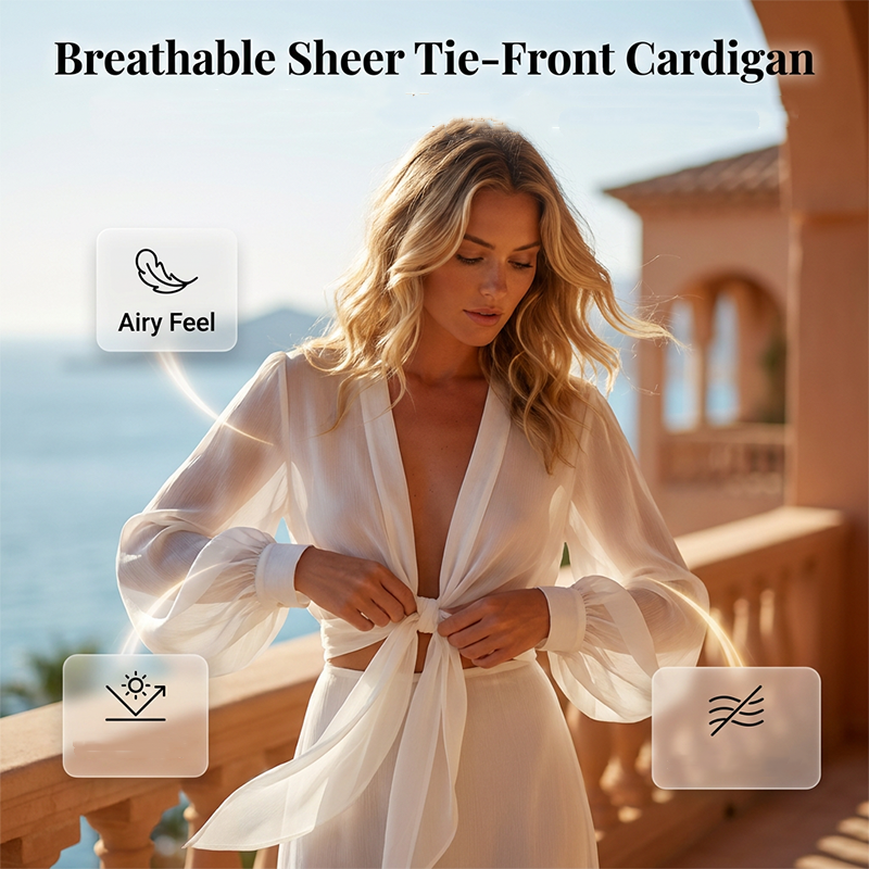 Lightweight Summer Cover-Up Cardigan — Open Front Chiffon Top for Holiday, Travel & Everyday