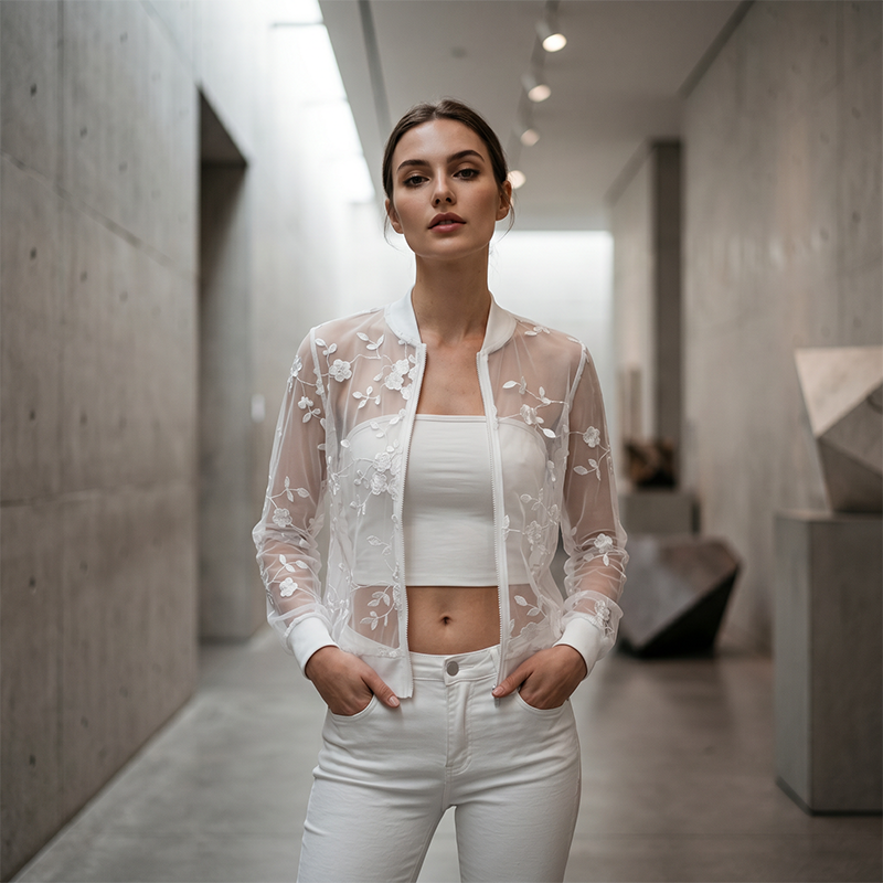 Women's Summer Floral Sheer Mesh Jacket – Lightweight, Breathable & Perfect for Layering Over Swimwear & Summer Outfits