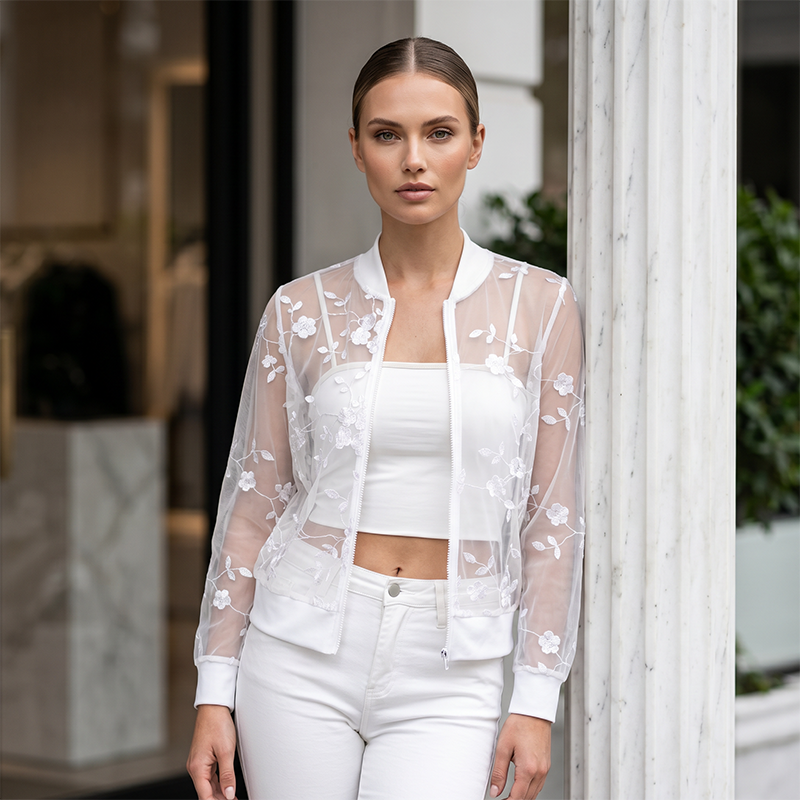 Women's Summer Floral Sheer Mesh Jacket – Lightweight, Breathable & Perfect for Layering Over Swimwear & Summer Outfits - Image 3