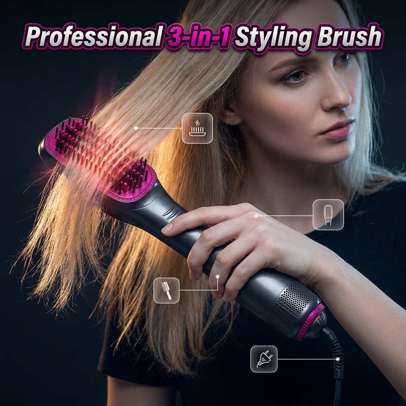 Professional 3-in-1 Hot Air Brush – Dry, Detangle & Volumize in One Step