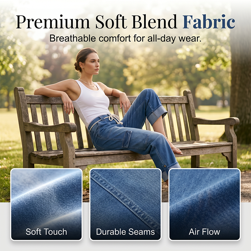 Women’s Wide-Leg Cargo Pants – Spacious Side Pockets, Relaxed Silhouette & Adjustable Waist - Image 2