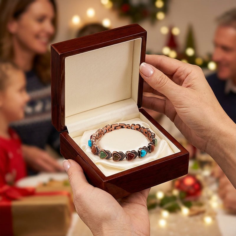Antique Copper Finish Magnetic Stone Bracelet – Timeless Style, Natural Energy & Perfect for Everyday Wear