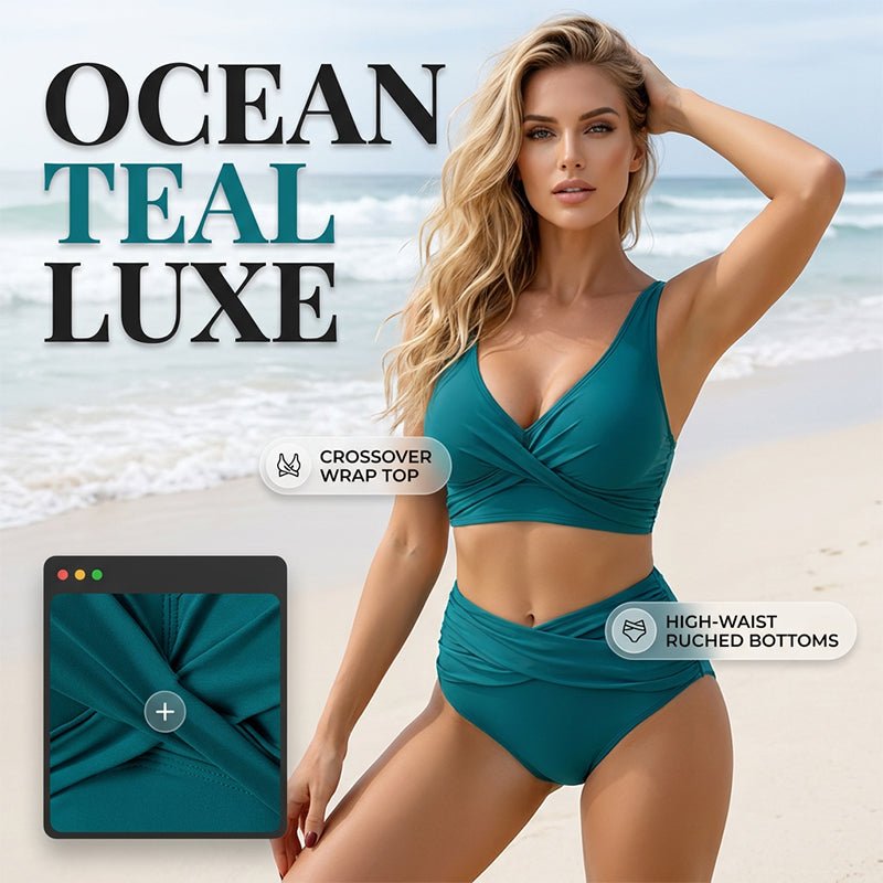 FLATTERING HIGH-WAIST RUCHED BIKINI SET