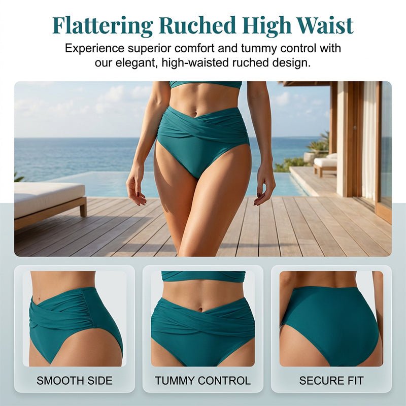FLATTERING HIGH-WAIST RUCHED BIKINI SET - Image 3