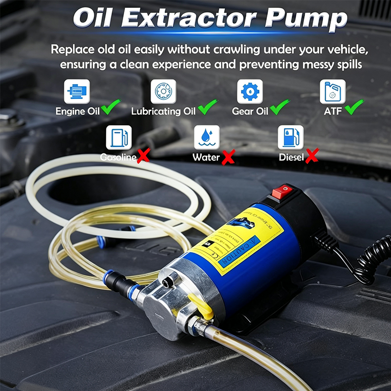 Portable Oil Transfer Pump – pure copper motor powers through engine oil & fluids in minutes. Change your own oil without the garage bill – saves money, saves hassle