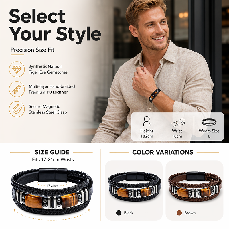 Braided PU Leather Bracelet for Men & Women - Image 3