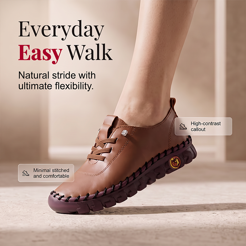 Women Genuine Leather Casual Shoes Hand-Stitched Loafers - Image 2