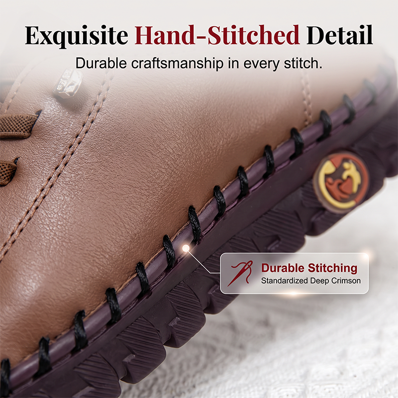 Women Genuine Leather Casual Shoes Hand-Stitched Loafers - Image 3