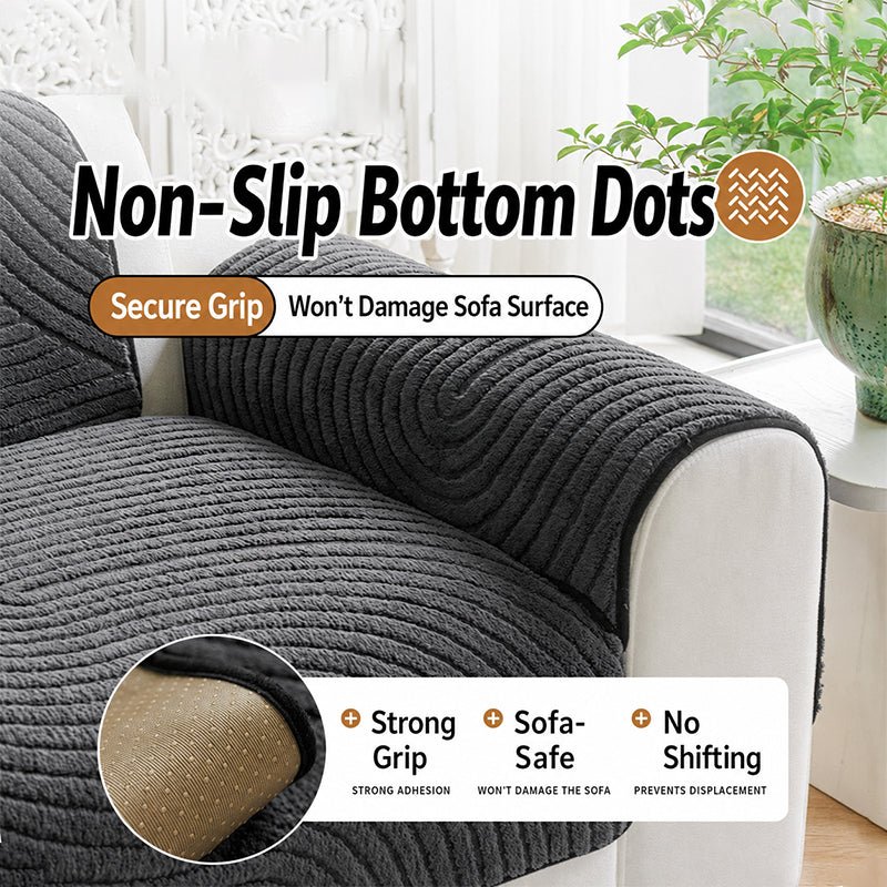 Cotton Velvet Winter Sofa Cushion Non-Slip Plush Couch Cover - Image 2